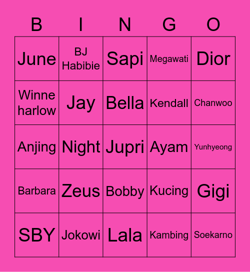 PUNYA YAYA BYUTI🌸 Bingo Card