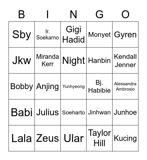 Editha Bingo Card