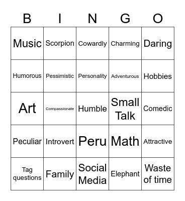 M4 Bingo Card
