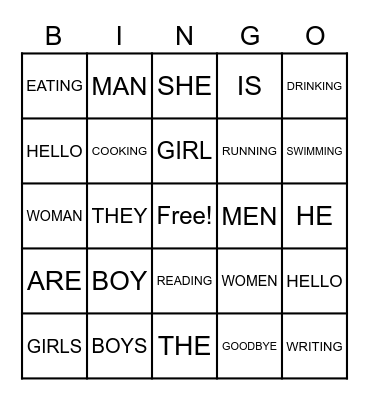 ELD 1 - UNIT 1 - LESSON 1 Bingo Card