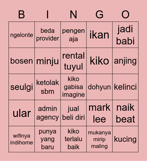 ✮ minju! ✮ Bingo Card