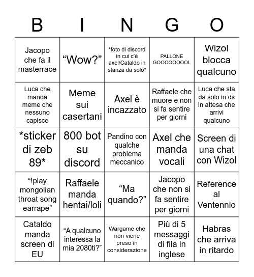 Bingo Wallera Edition Bingo Card