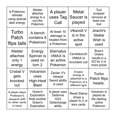 Pokemon Bingo Card