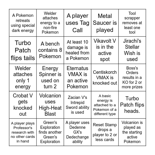 Pokemon Bingo Card