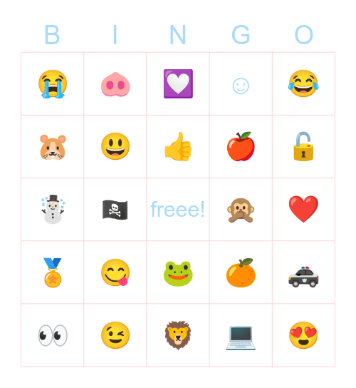 EMOJI BINGO!! Bingo Card