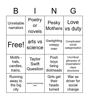 Dr Zhivago Prize Bingo Card