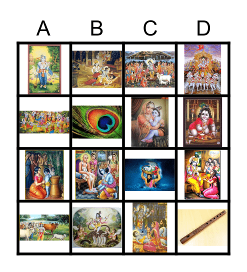 Krishna Bingo Card