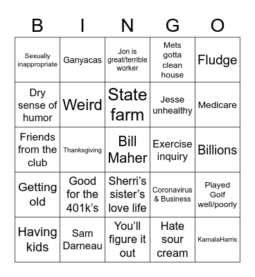 Phil Bingo Card