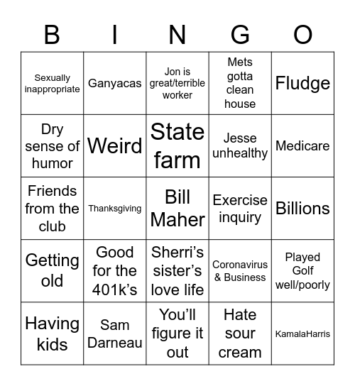 Phil Bingo Card
