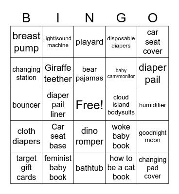 BABY BINGOOOOOO Bingo Card