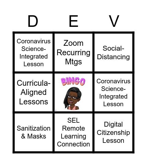 Teacher Back-to-School 2020 Bingo Card