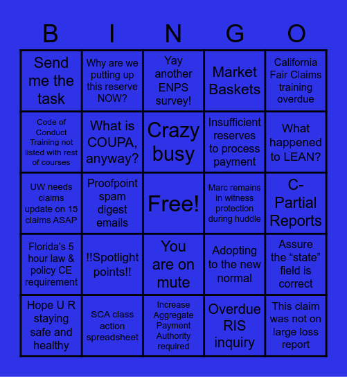 Zurich Bingo Card
