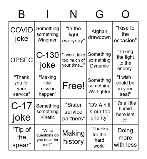 CFACC BINGO! Bingo Card
