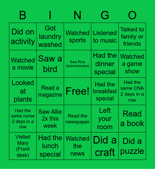 Linda Vista BINGO Card