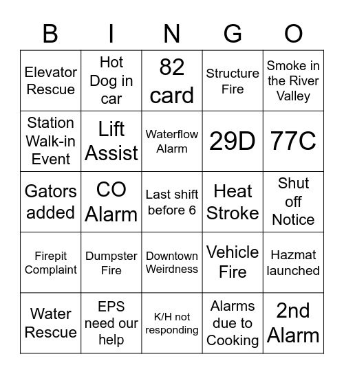 Last Shift! Bingo Card