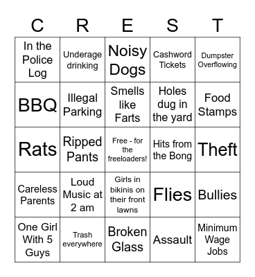 Garden Con Apartments Bingo Card