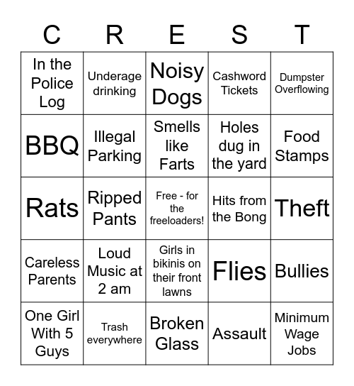 Garden Con Apartments Bingo Card