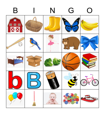 Letter B Bingo Card