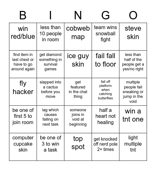 CubeCraft MInerware Bingo Card