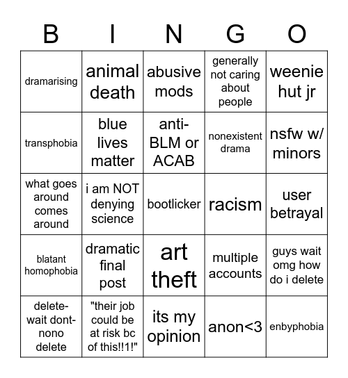 Plague Mod Bingo v2 Bingo Card
