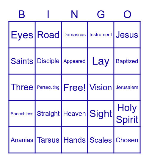 Bible Bingo Card