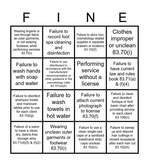 What's the FINE?! 😱 Bingo Card