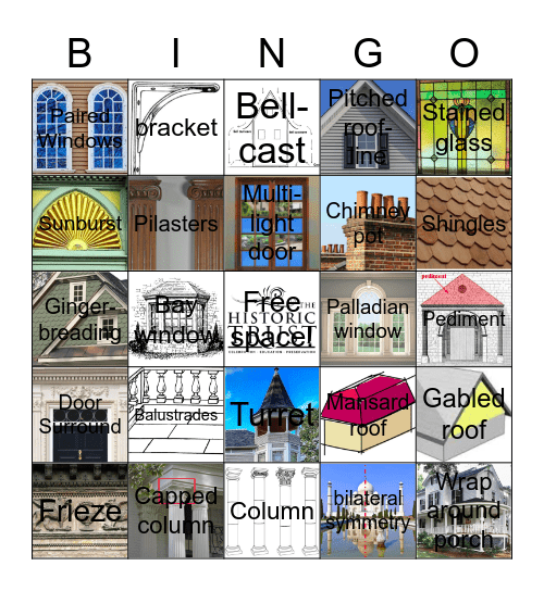 The Historic Trust Architecture Bingo Card