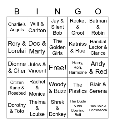 Movie & TV Besties Bingo Card