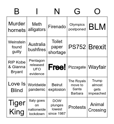 2020 Bingo Card