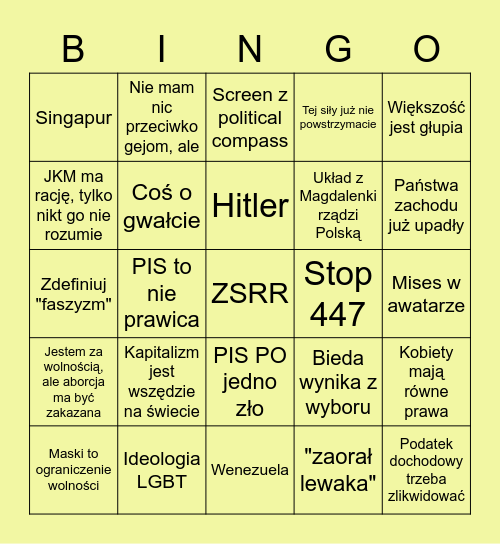 Rozmowy z konfederatą Bingo Card