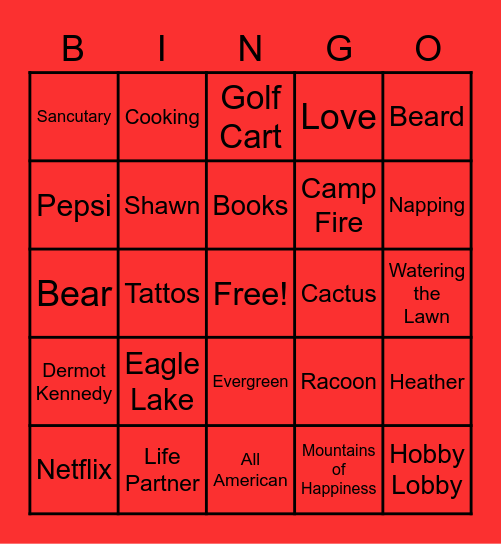 Mountains of Happiness Bingo Card