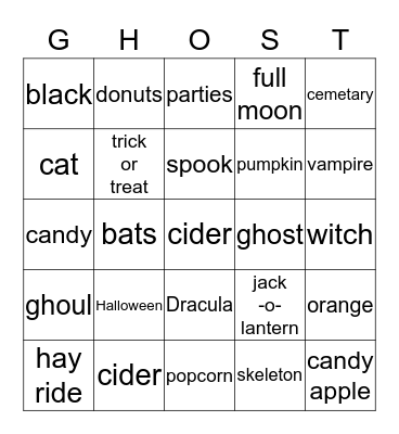 Happy Halloween! Bingo Card