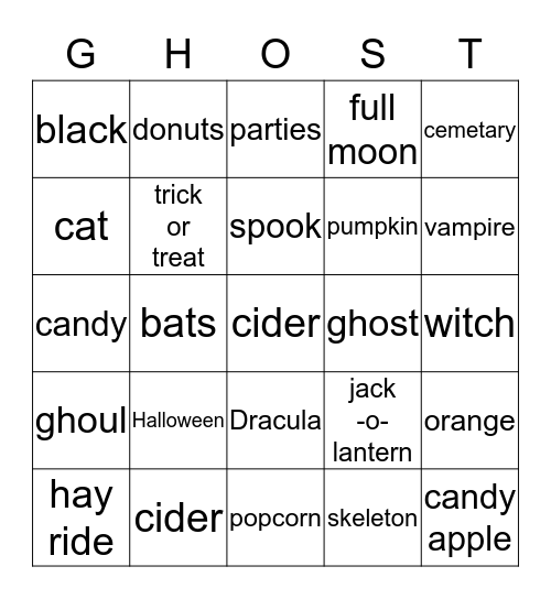 Happy Halloween! Bingo Card
