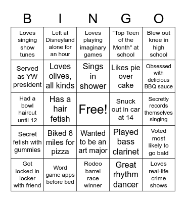 Fun Fam Factoids Bingo Card