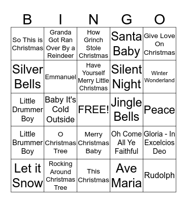 Christmas Bingo Card