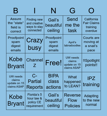 Zurich Bingo Card