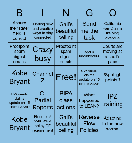 Zurich Bingo Card