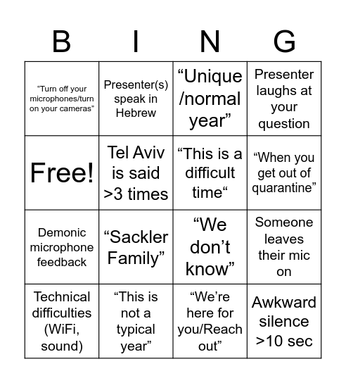 Sackler School of Music 🥥 Bingo Card