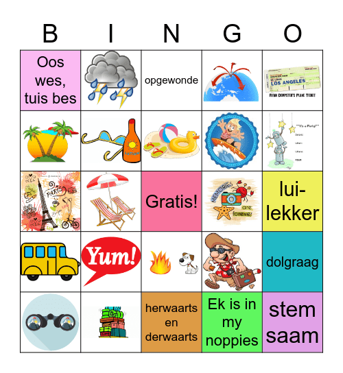 Ontdek die wêreld Bingo Card