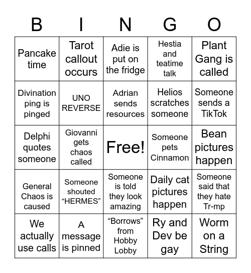 Daily Server Bingo Card