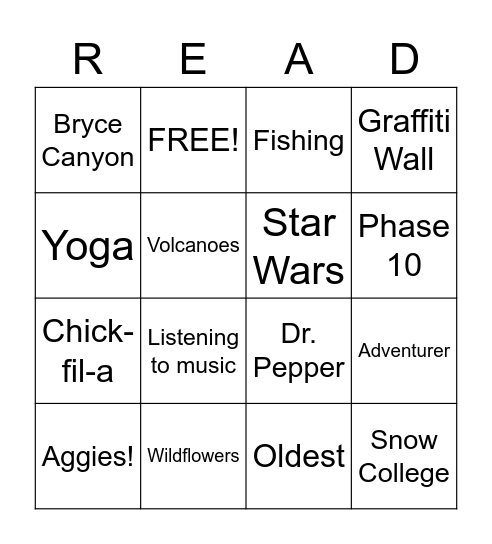 Get To Know Miss Read Bingo Card