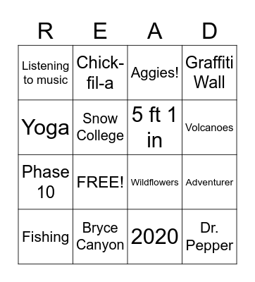 Get To Know Miss Read Bingo Card