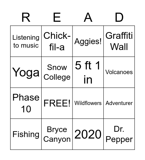 Get To Know Miss Read Bingo Card