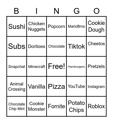 Our Favorites Bingo Card