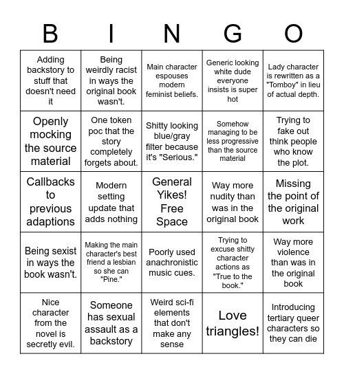 Modern Adaptation of Classic Literature Bingo Card