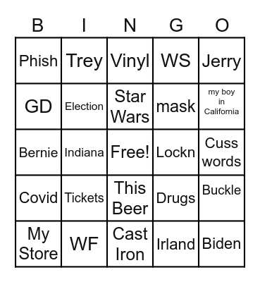 Terry Bingo Card