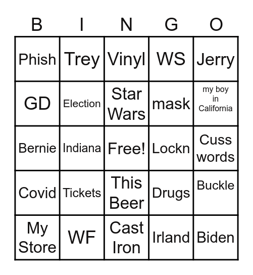 Terry Bingo Card