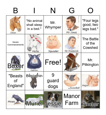 Animal Farm Bingo Card