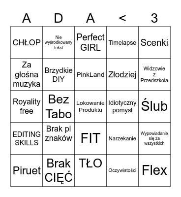 ADA Bingo Card