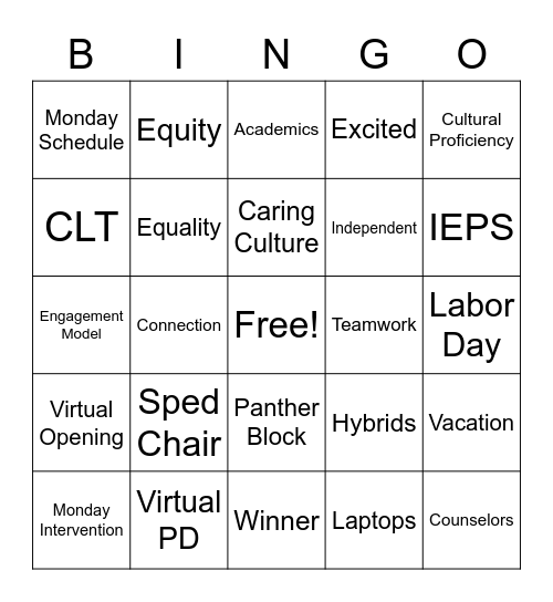 Staff Meeting 0820 Bingo Card